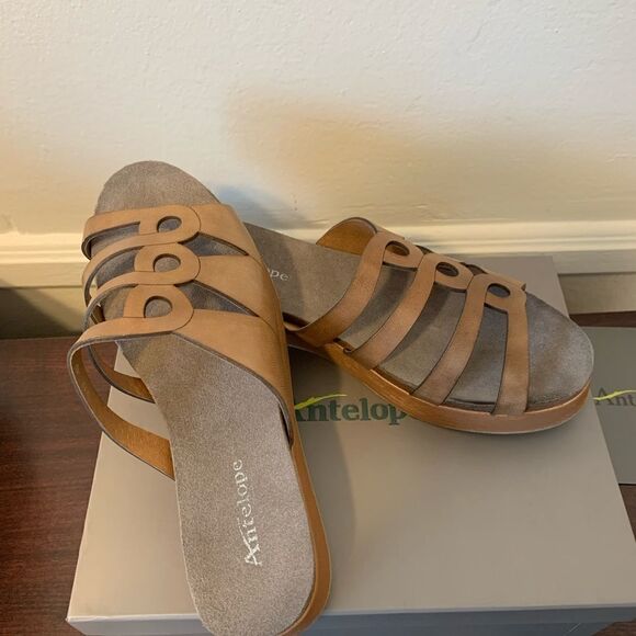 Antelope leather slide platform slip on sandal size US9; EU40 NIB - Picture 8 of 14